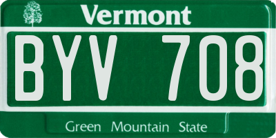 VT license plate BYV708