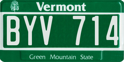 VT license plate BYV714