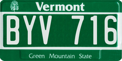 VT license plate BYV716