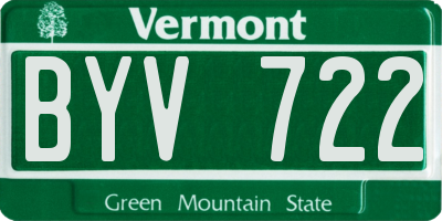 VT license plate BYV722