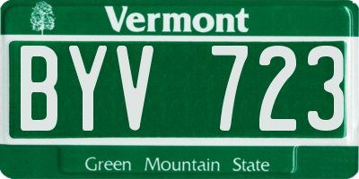 VT license plate BYV723