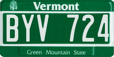 VT license plate BYV724