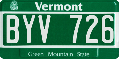 VT license plate BYV726