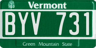 VT license plate BYV731