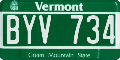 VT license plate BYV734