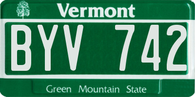 VT license plate BYV742