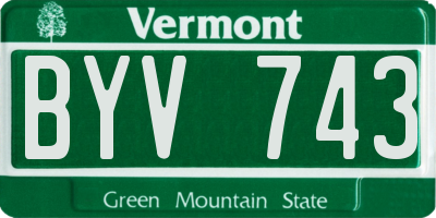 VT license plate BYV743