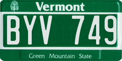 VT license plate BYV749