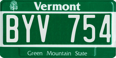 VT license plate BYV754