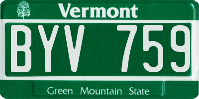 VT license plate BYV759