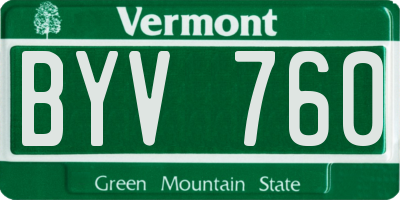 VT license plate BYV760