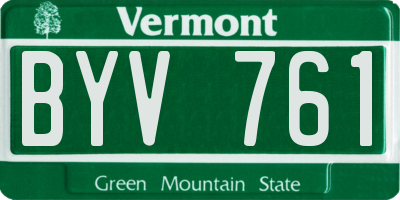 VT license plate BYV761