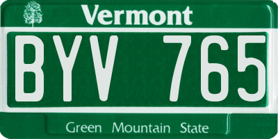 VT license plate BYV765