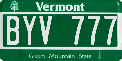 VT license plate BYV777