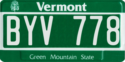 VT license plate BYV778