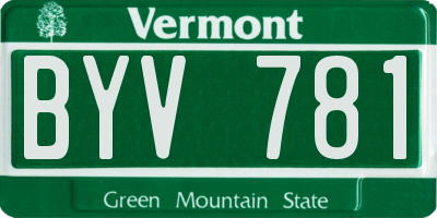 VT license plate BYV781
