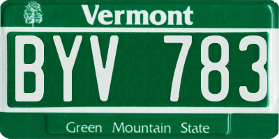 VT license plate BYV783