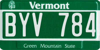 VT license plate BYV784