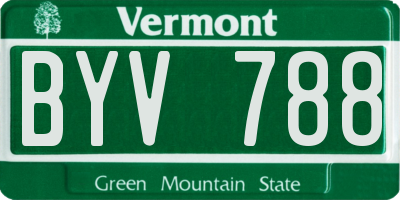 VT license plate BYV788
