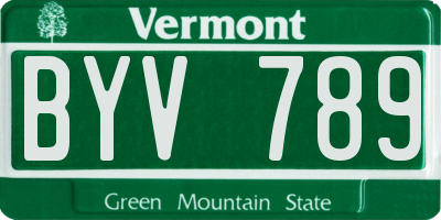 VT license plate BYV789