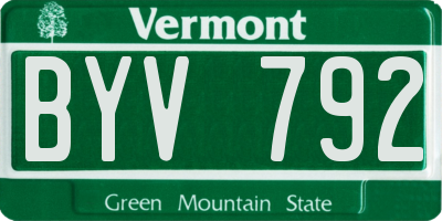 VT license plate BYV792
