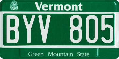 VT license plate BYV805