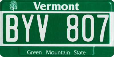 VT license plate BYV807