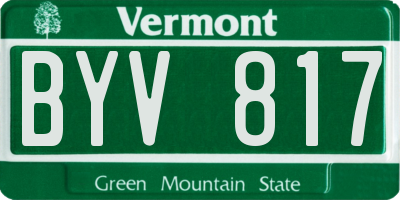 VT license plate BYV817