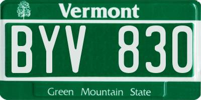 VT license plate BYV830