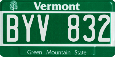 VT license plate BYV832