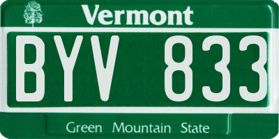 VT license plate BYV833
