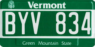 VT license plate BYV834