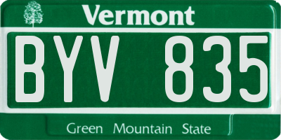 VT license plate BYV835