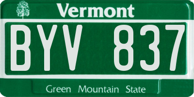 VT license plate BYV837
