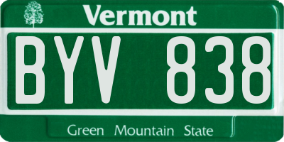 VT license plate BYV838