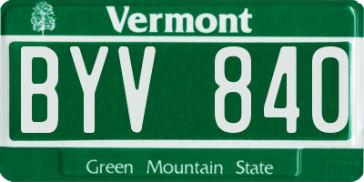 VT license plate BYV840