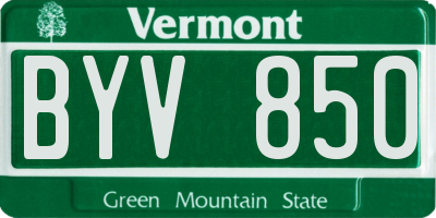 VT license plate BYV850