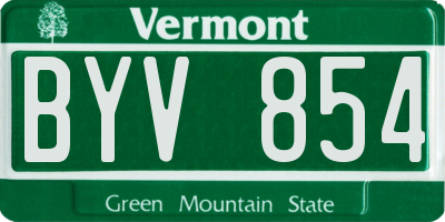VT license plate BYV854