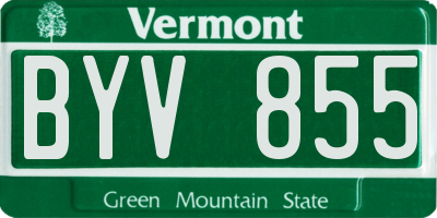 VT license plate BYV855
