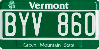 VT license plate BYV860