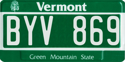 VT license plate BYV869