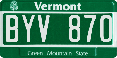 VT license plate BYV870