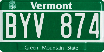 VT license plate BYV874
