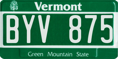 VT license plate BYV875