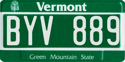 VT license plate BYV889