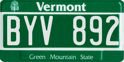 VT license plate BYV892