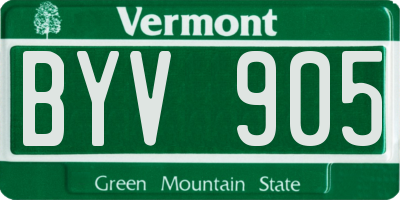VT license plate BYV905