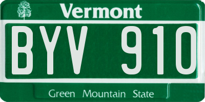 VT license plate BYV910