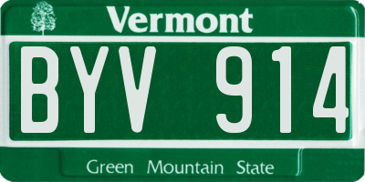 VT license plate BYV914