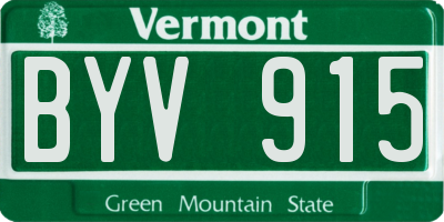 VT license plate BYV915